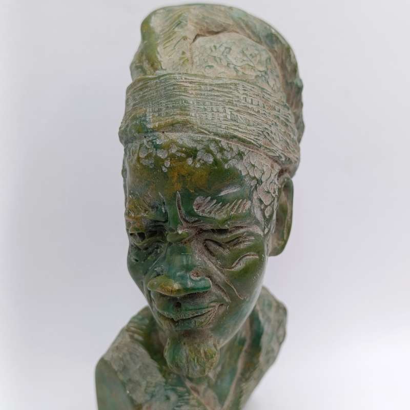 African Man green opal stone carving by Caleb Samhere
