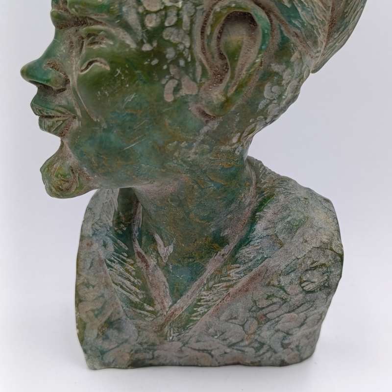 African Man green opal stone carving by Caleb Samhere
