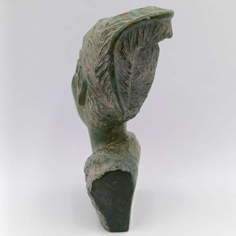 African Man green opal stone carving by Caleb Samhere