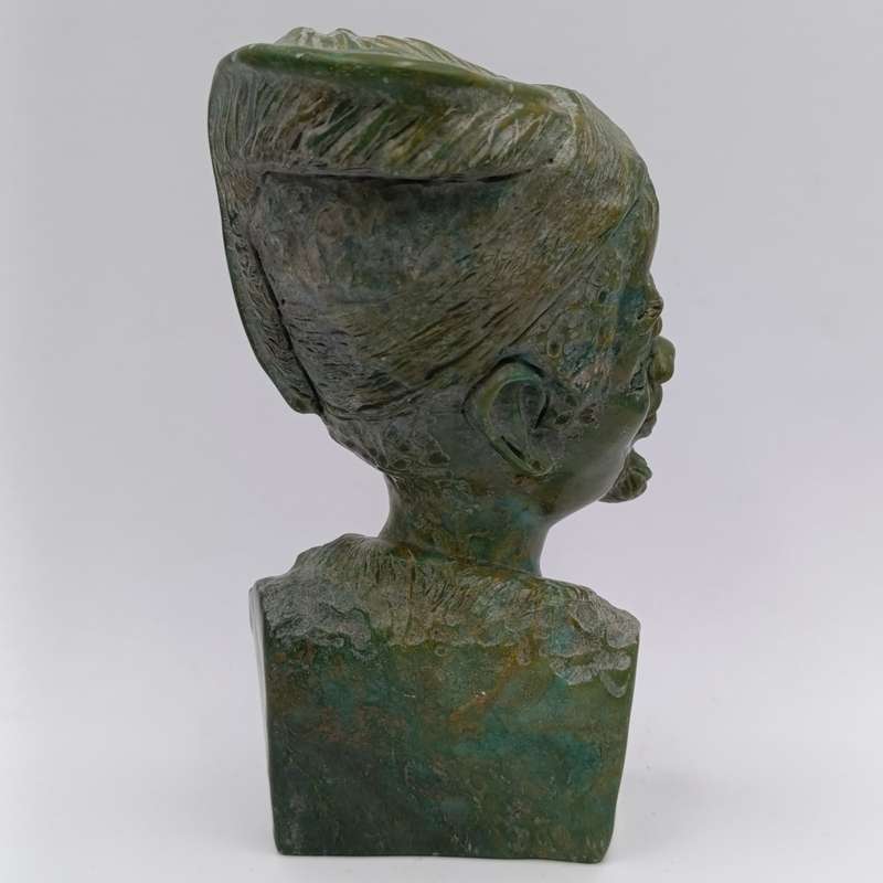 African Man green opal stone carving by Caleb Samhere