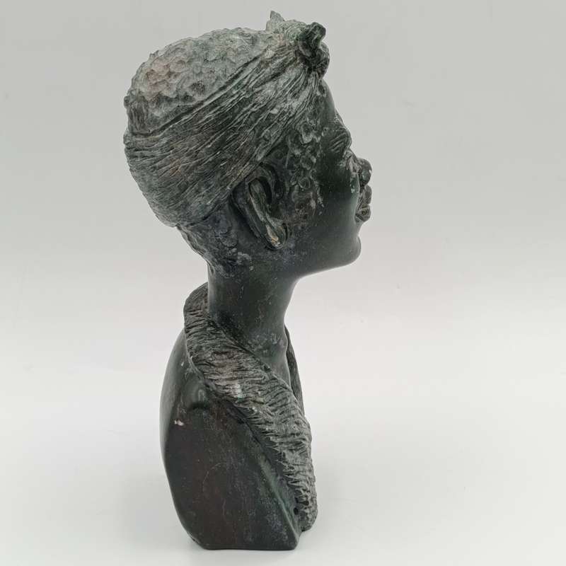 African woman green opal stone carving by Caleb Samhere