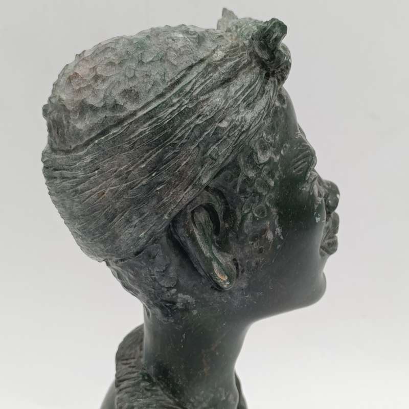 African woman green opal stone carving by Caleb Samhere