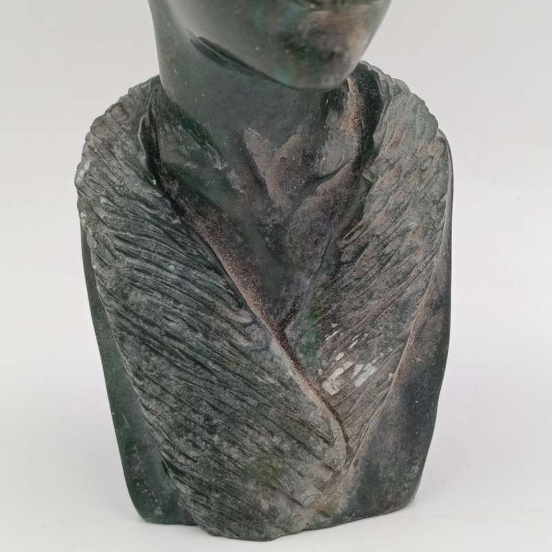 African woman green opal stone carving by Caleb Samhere