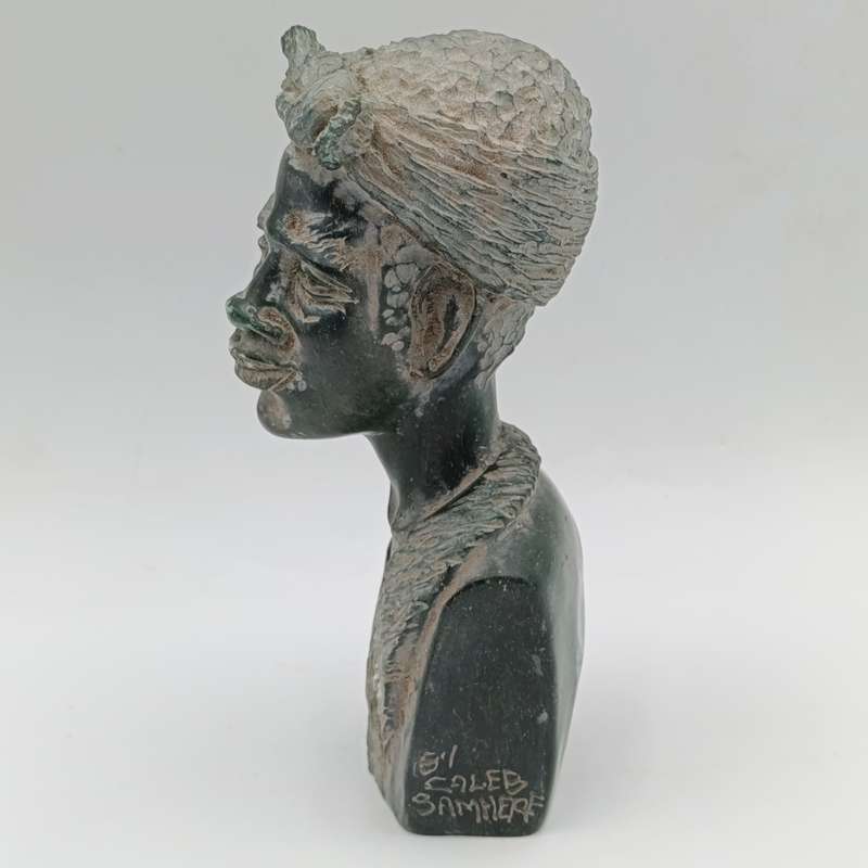 African woman green opal stone carving by Caleb Samhere