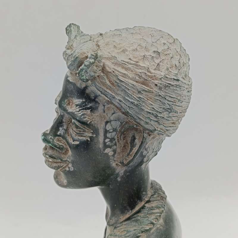 African woman green opal stone carving by Caleb Samhere