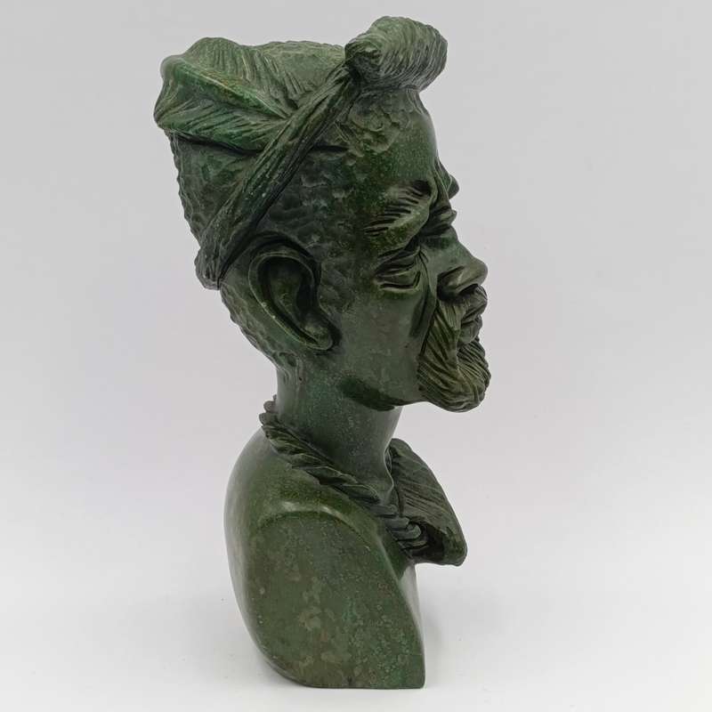 African Man green opal stone carving by Caleb Samhere
