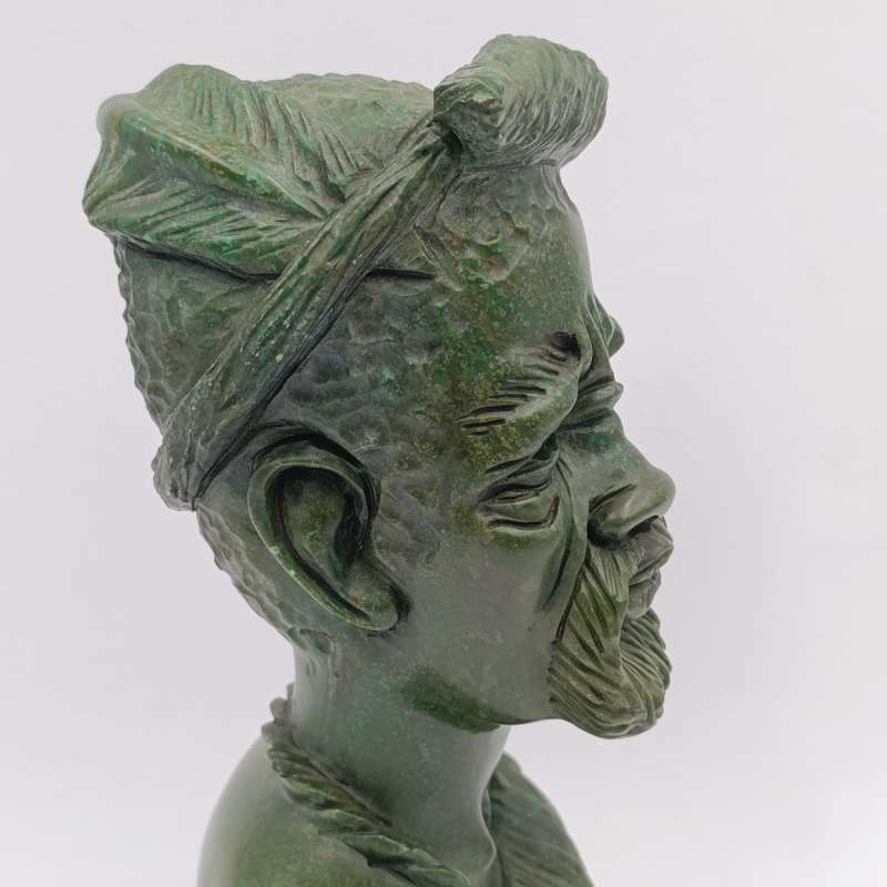 African Man green opal stone carving by Caleb Samhere