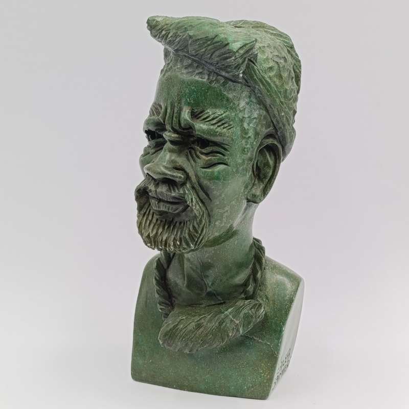 African Man green opal stone carving by Caleb Samhere