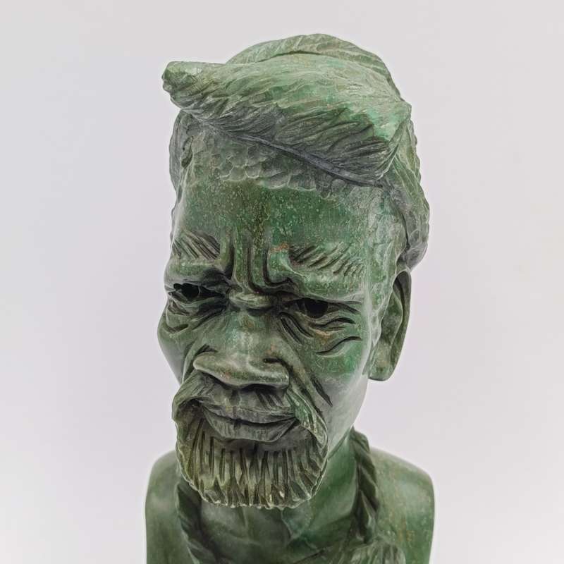 African Man green opal stone carving by Caleb Samhere
