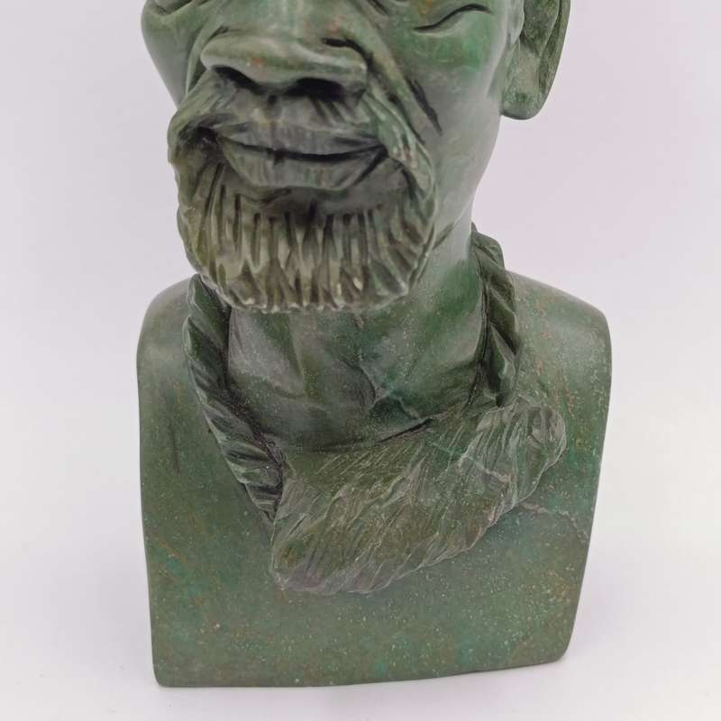 African Man green opal stone carving by Caleb Samhere