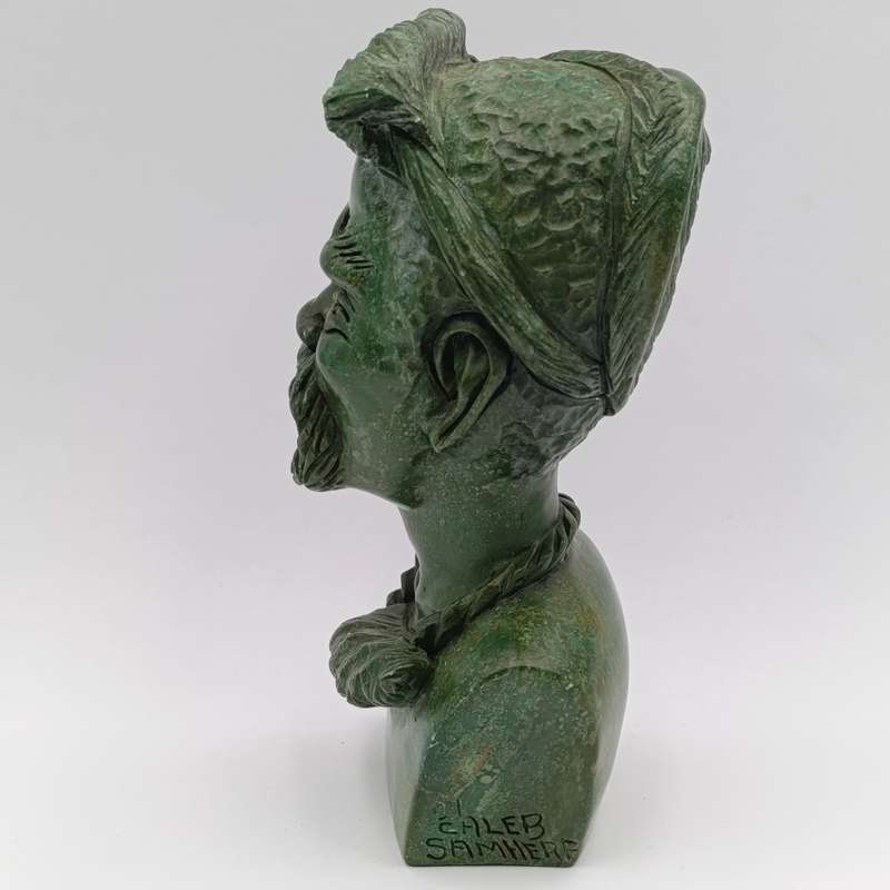 African Man green opal stone carving by Caleb Samhere