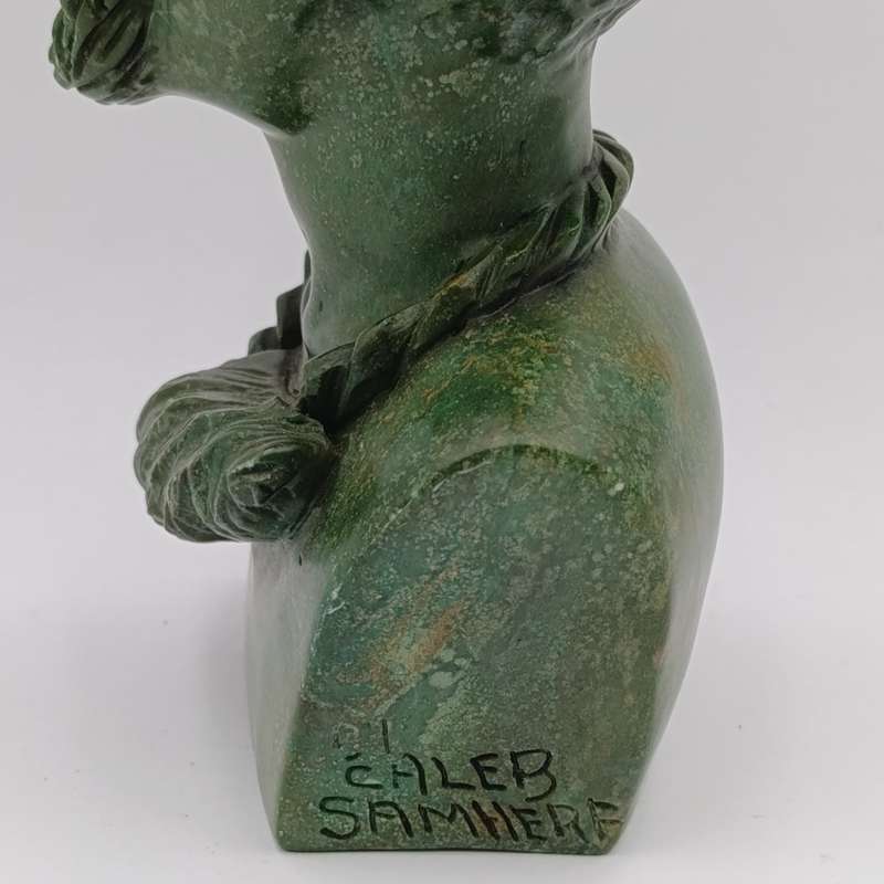 African Man green opal stone carving by Caleb Samhere