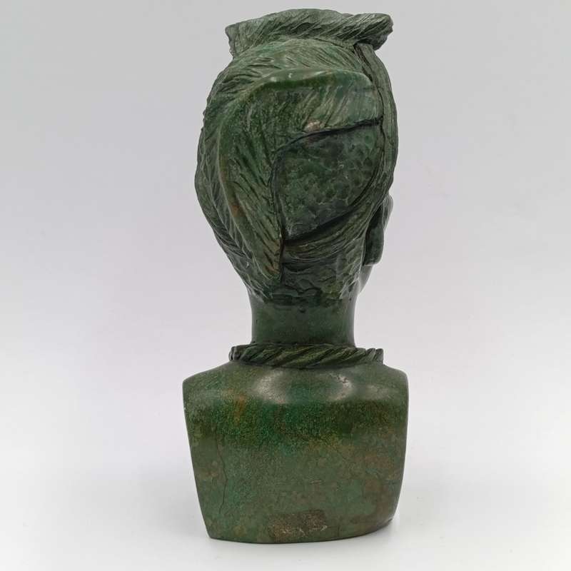 African Man green opal stone carving by Caleb Samhere
