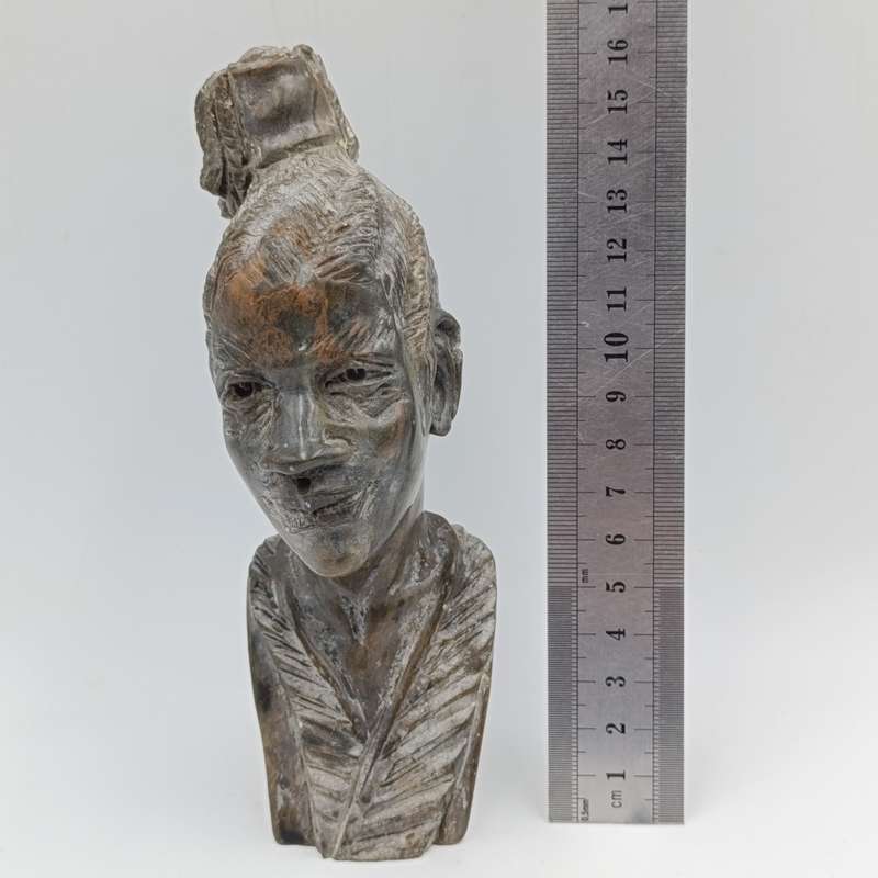 African woman green opal stone African carving