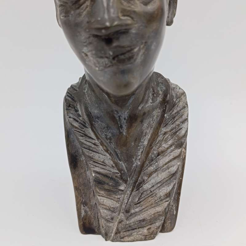 African woman green opal stone African carving