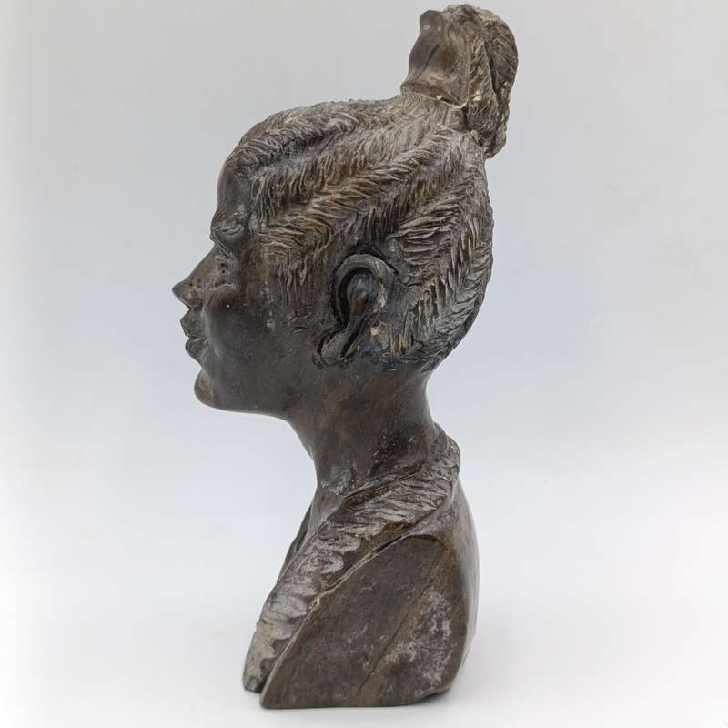 African woman green opal stone African carving