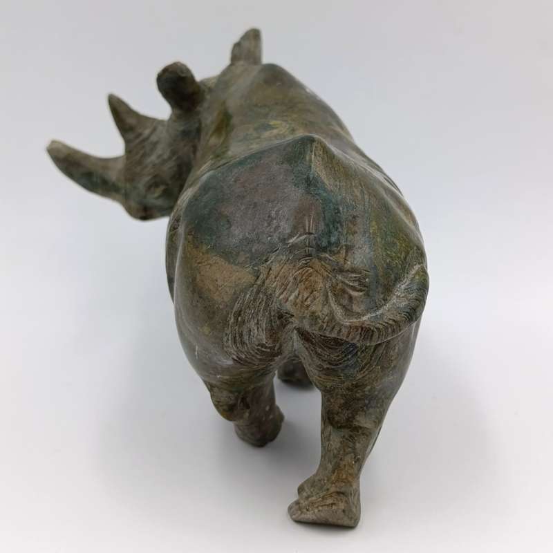 Vintage Green Serpentine stone Rhino sculpture