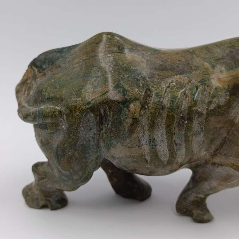 Vintage Green Serpentine stone Rhino sculpture