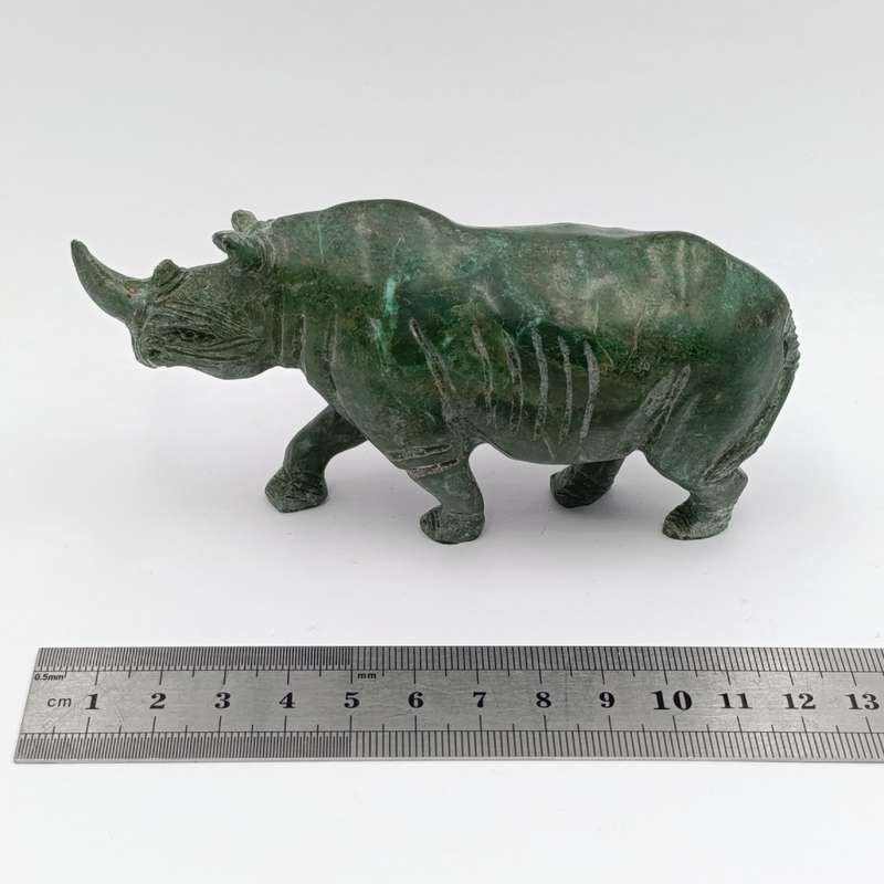 Vintage Green Serpentine stone Rhino sculpture