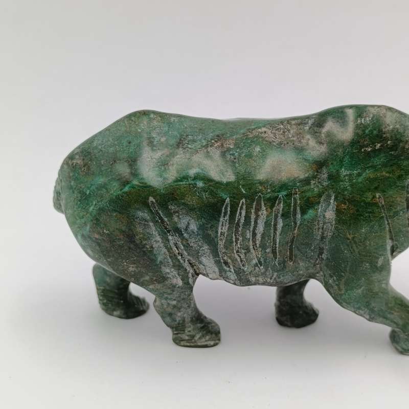 Vintage Green Serpentine stone Rhino sculpture