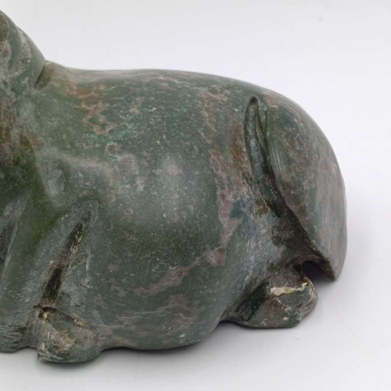 Vintage Green Serpentine stone Hippo carving