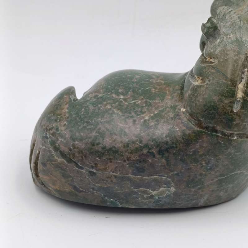 Vintage Green Serpentine stone Hippo carving