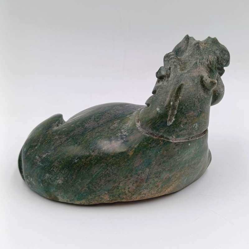 Vintage Green Serpentine stone Hippo carving