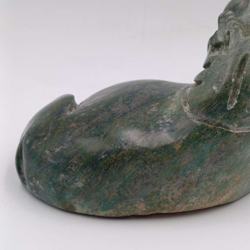 Vintage Green Serpentine stone Hippo carving