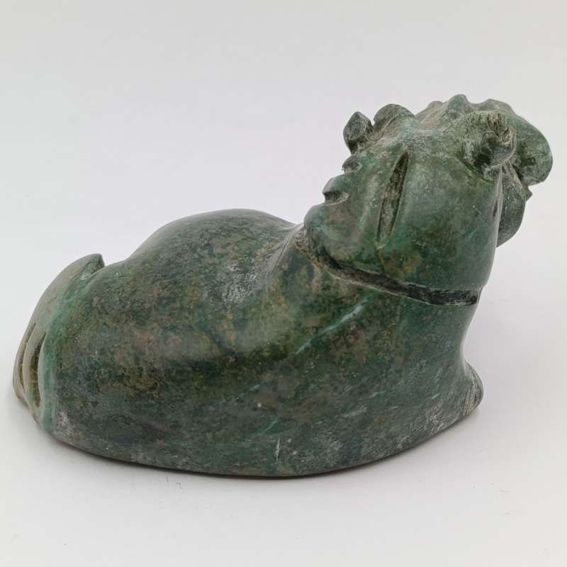 Vintage Green Serpentine stone Hippo carving