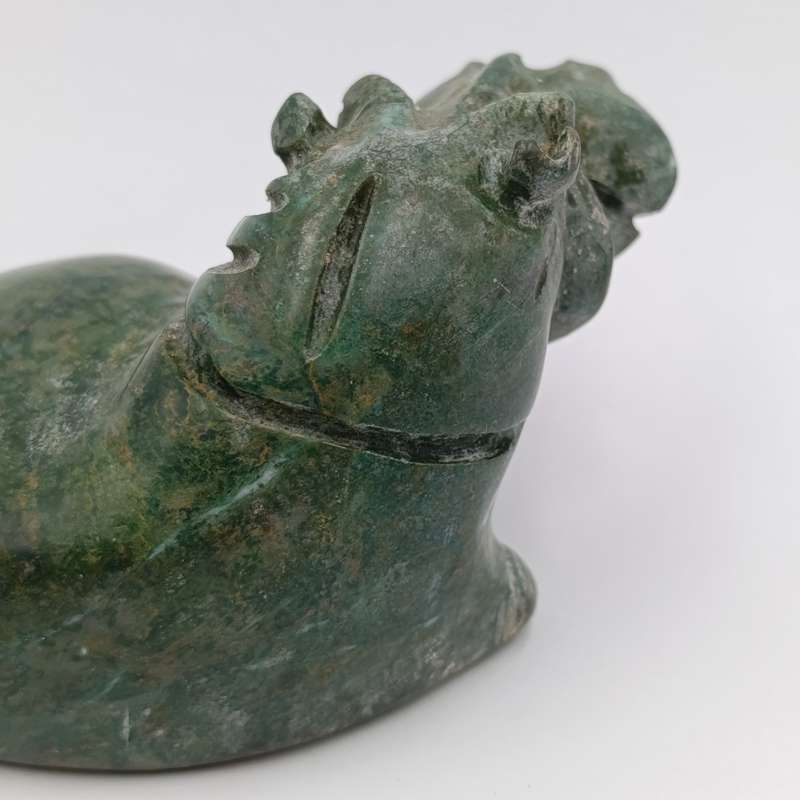 Vintage Green Serpentine stone Hippo carving