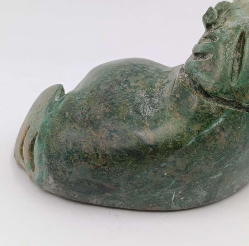 Vintage Green Serpentine stone Hippo carving