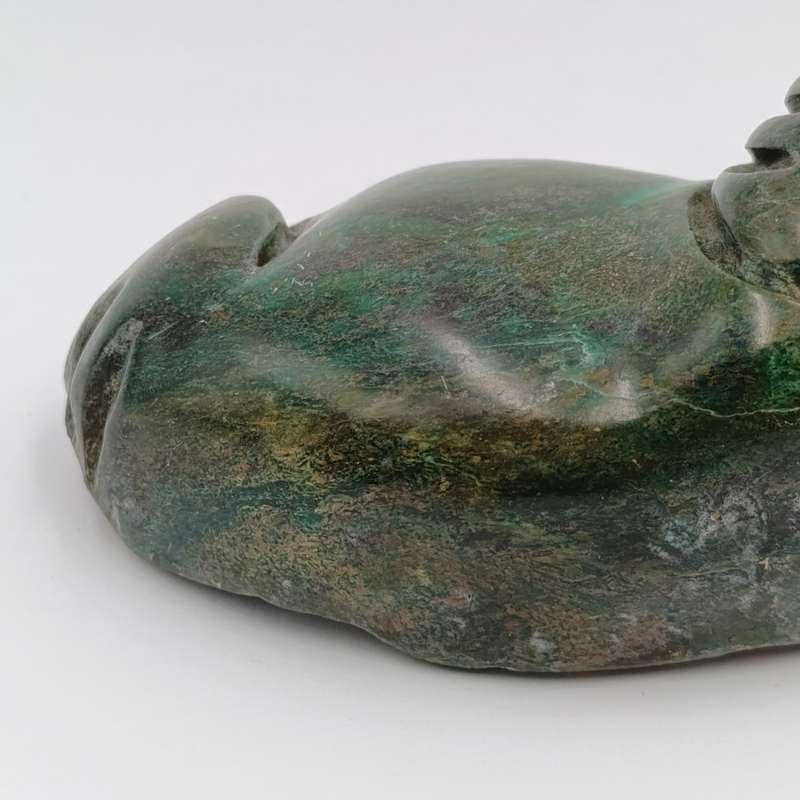 Vintage Green Serpentine stone Hippo carving