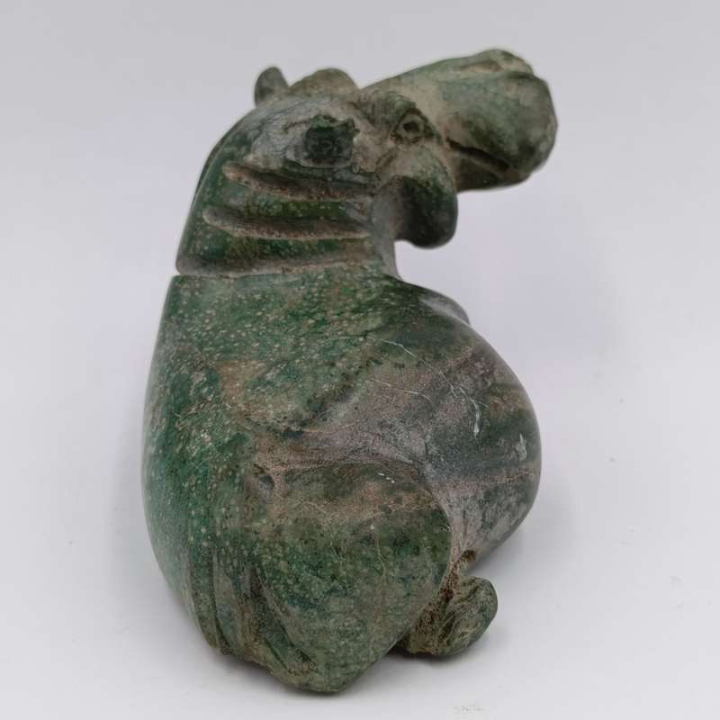Vintage Green Serpentine stone Hippo carving