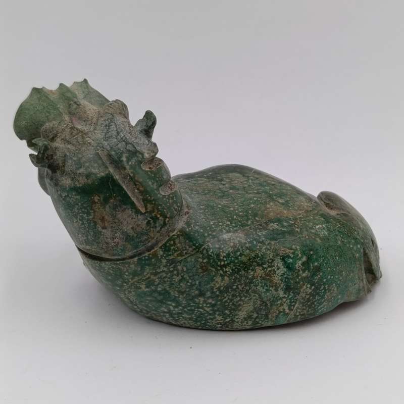 Vintage Green Serpentine stone Hippo carving