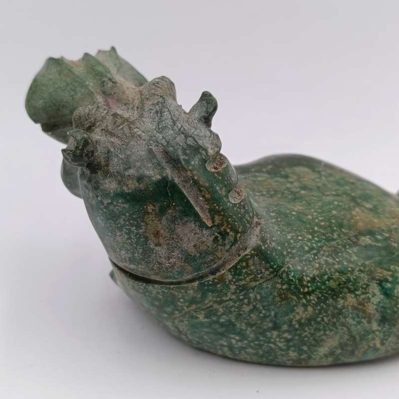 Vintage Green Serpentine stone Hippo carving