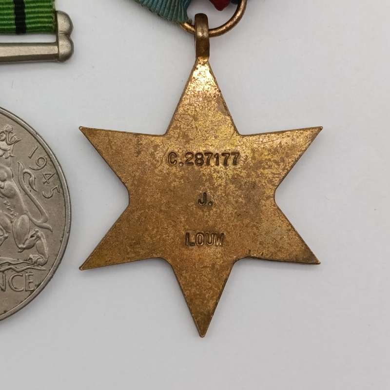 Set of 3 WW2 medals issued to C287177 J-Louw