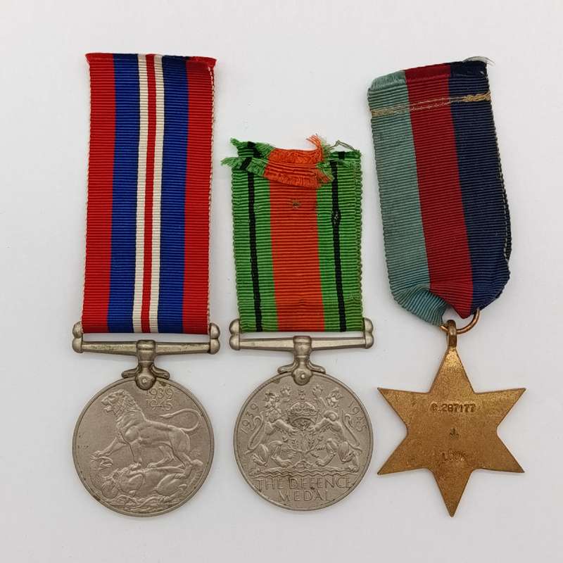 Set of 3 WW2 medals issued to C287177 J-Louw