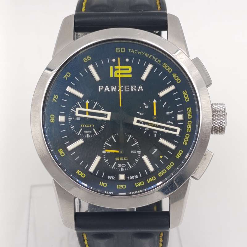Panzera Flieger 45 Chronograph quartz mens watch in box - working - TM45C-01