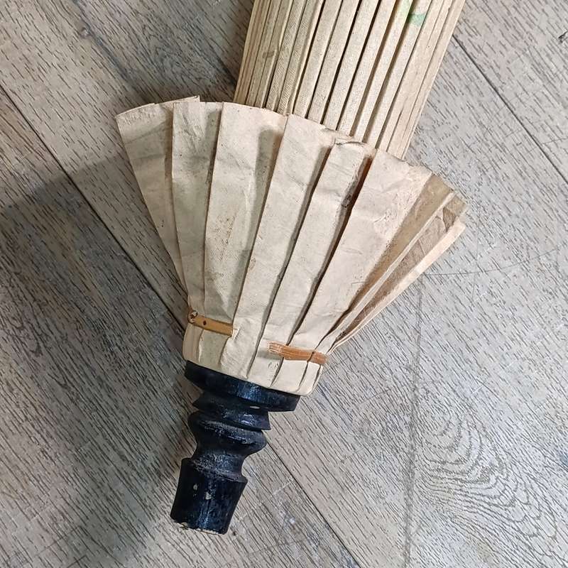 Vintage large handpainted Bamboo and cloth parasol