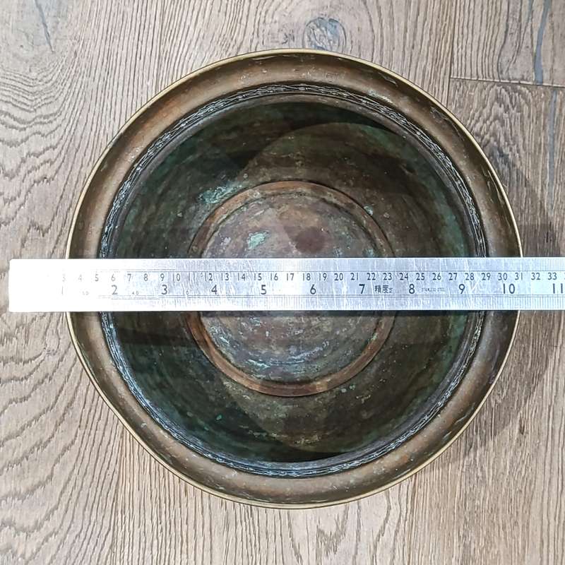 Antique English brass planter with Lion's Head handles