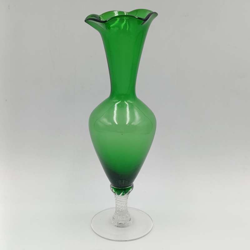 Vintage Green glass flower vase