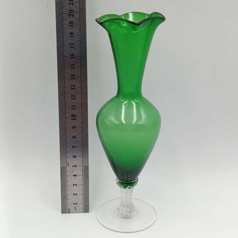 Vintage Green glass flower vase