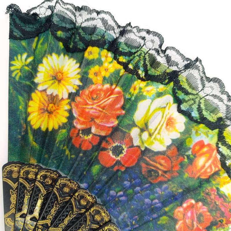 Vintage flower pattern Chinese hand fan