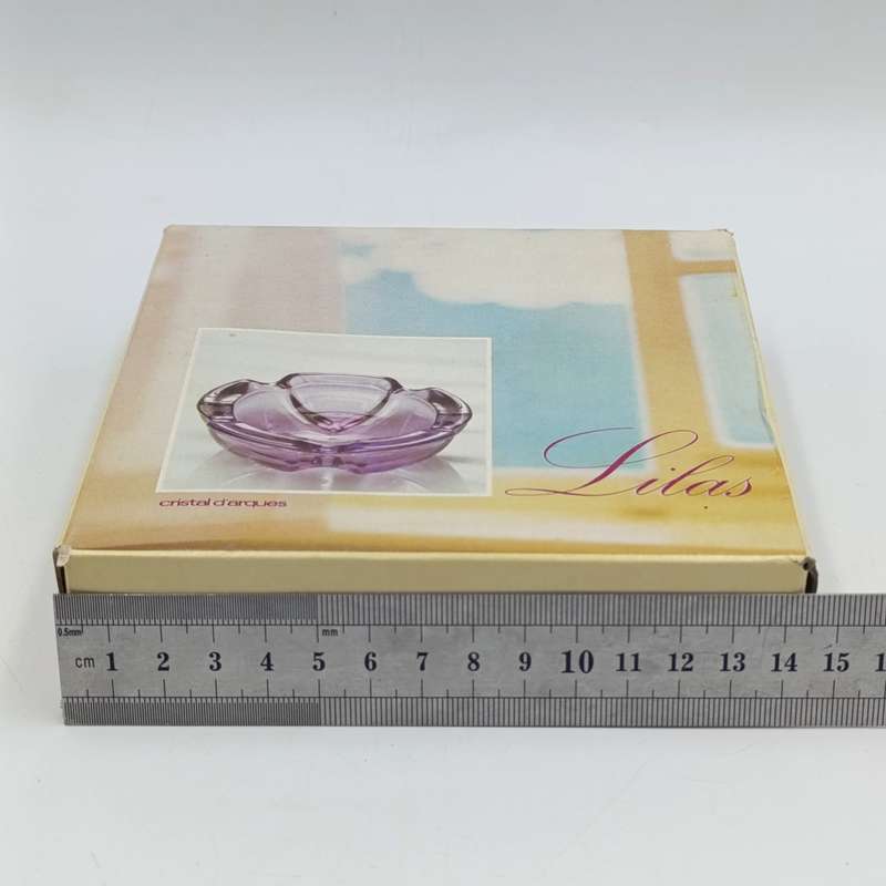 Vintage Lilas crystal ashtray in box