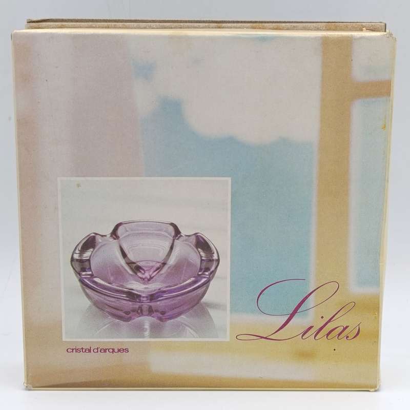 Vintage Lilas crystal ashtray in box