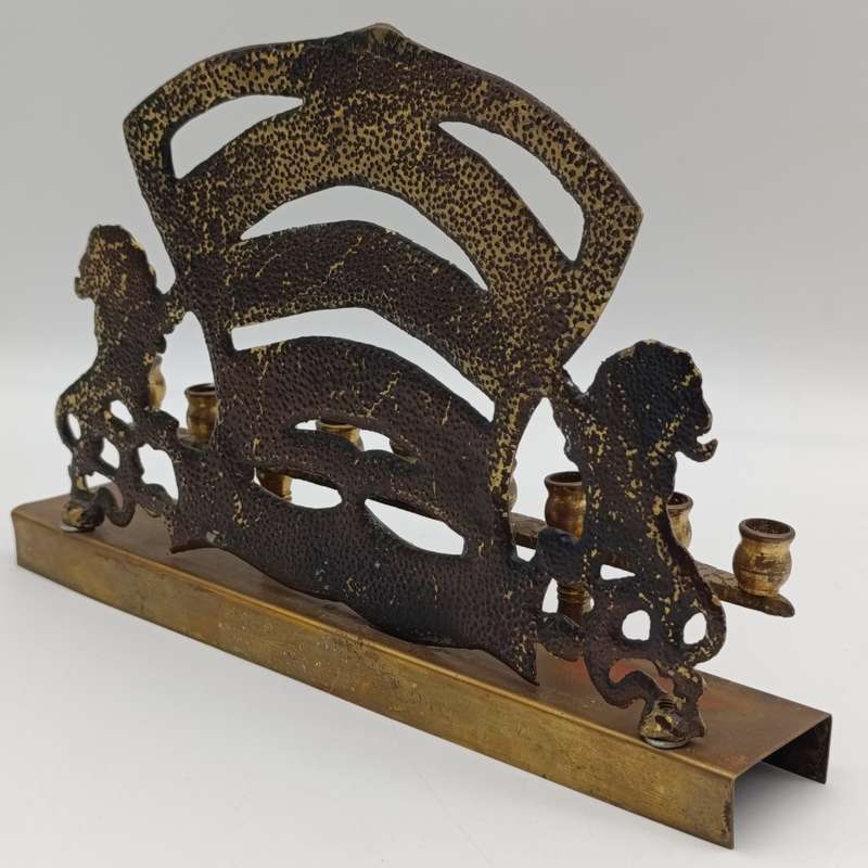 Vintage brass hanukkah menorah candle holder