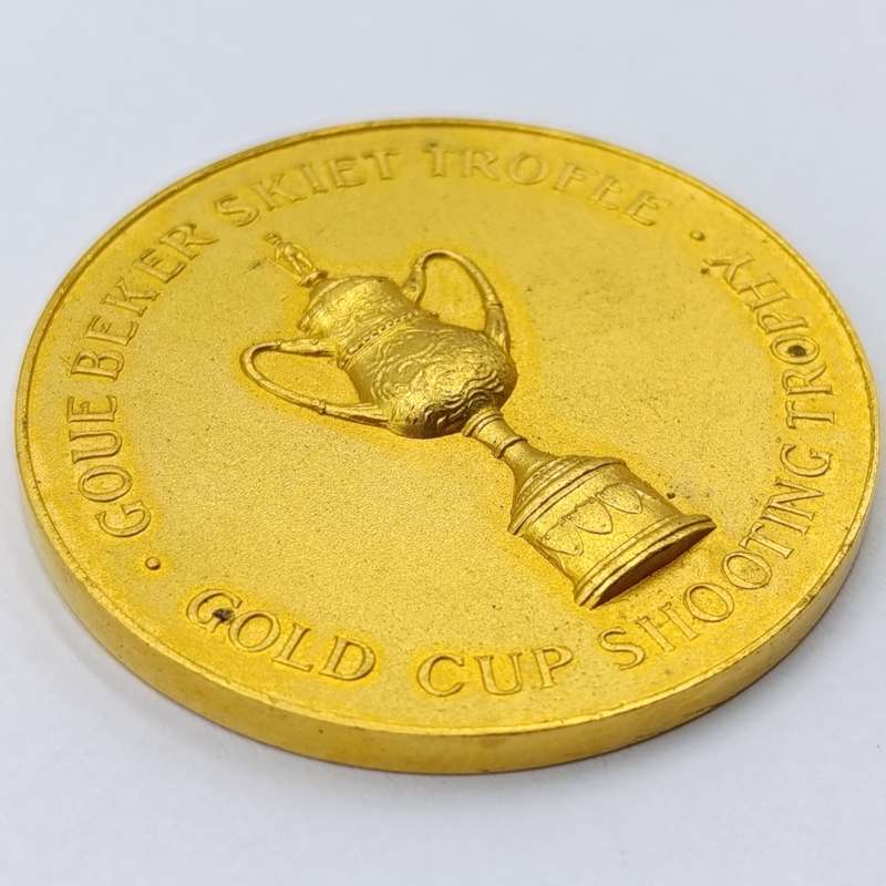 SA Gold cup shooting trophy medallion in case