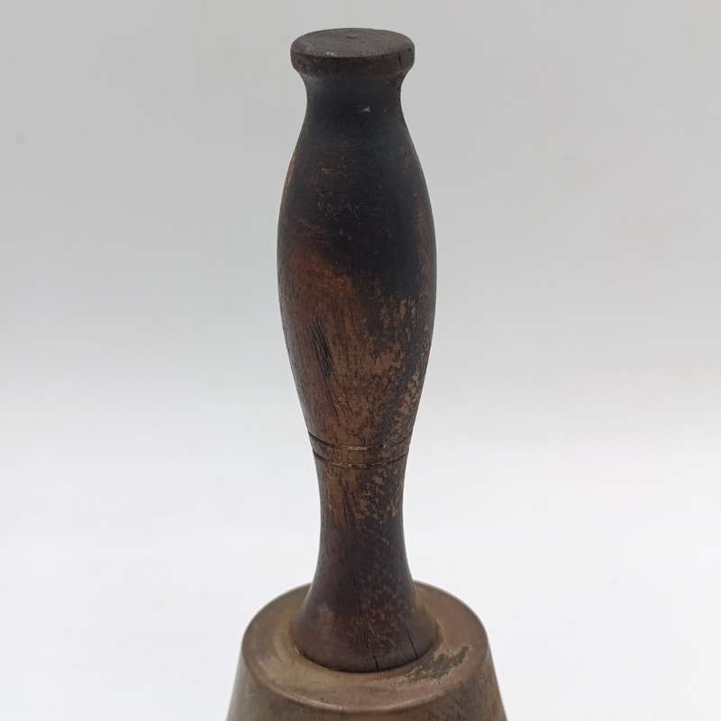 Vintage brass hand bell with wooden handle