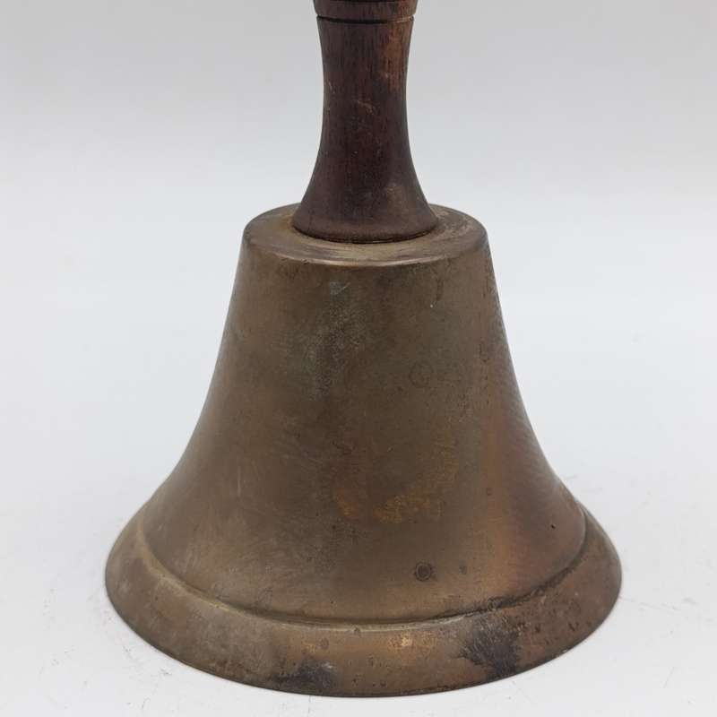 Vintage brass hand bell with wooden handle