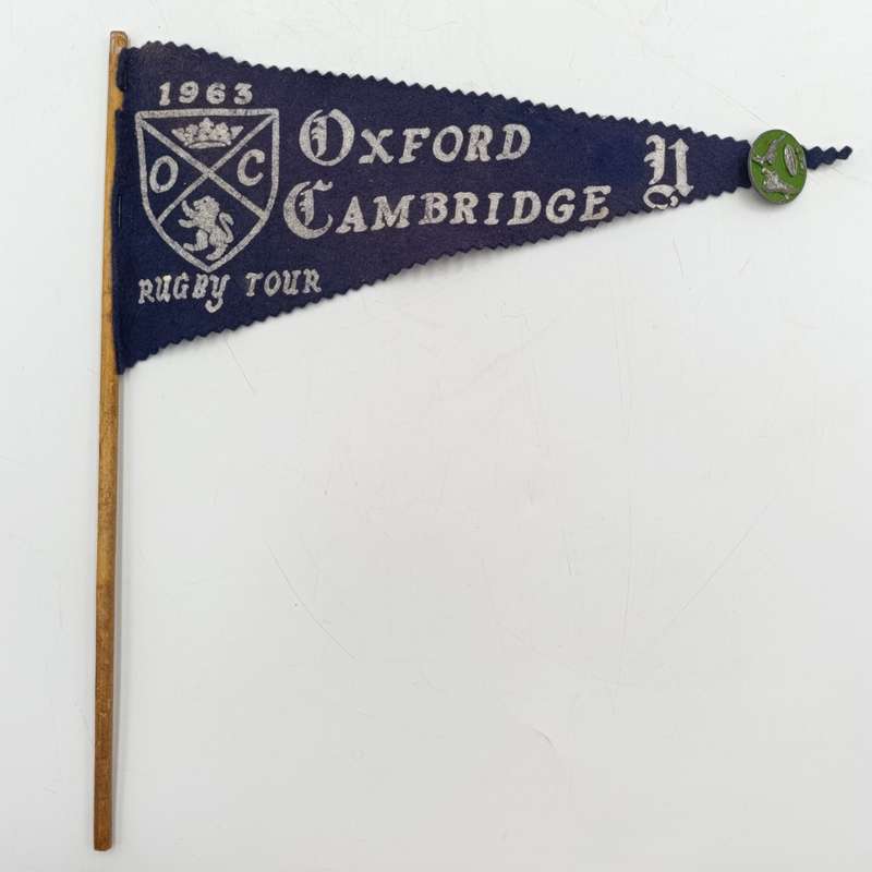 Vintage 1963 Oxford Cambridge Rugby tour flag